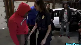 Latina Police Officer Deepthroats BBC Gang in Uniform