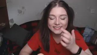 Busty Brunette Teases Her Curves With a Dildo on Cam