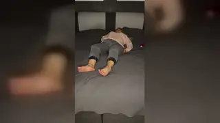 Blonde Solo Rubs Clit in Jeans to Shaking Orgasm