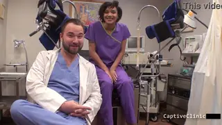 Petite Ebony Bound in Lingerie During a Medical Scene