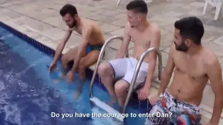 Latino Twink Serves Multiple Cocks in a Pool Orgy