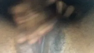 Ebony Beauty Rubs Her Hairy Clit Until She Squirts Hard