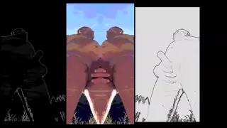 Hairy Bear Strokes Big Cock on Public Beach