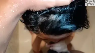 Curvy Indian MILF Shares a Steamy Shower Blowjob After Cheating