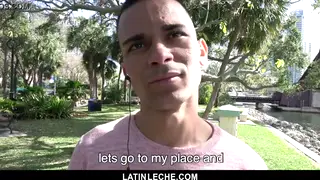Muscular Latino Stud Sucks and Fucks Bareback Outdoors