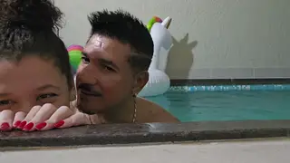 Curvy Latina BBW Enjoys Poolside Fun with a Gifted Man