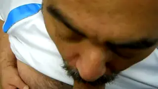 Hairy Bear Daddy Works a Thick Cock With His Mouth