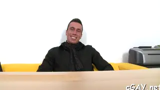Muscular Hunk Delivers Deep Blowjob to Teen Partner