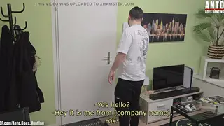 Hairy European Delivery Guy Tries Gay Sex First Time