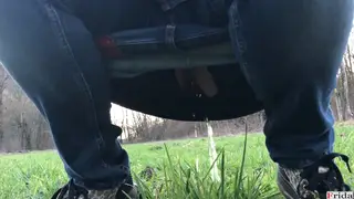 Tattooed Vixen Wets Denim Outdoors in Public Pissing Compilation