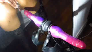 Ebony Femdom Commands Double Penetration with Toys