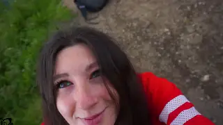 Skinny European Wife Takes a Standing Creampie Outdoors