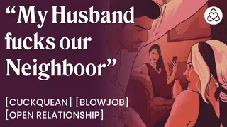 Wife Shares Neighbor in Threesome While Husband Listens Nearby