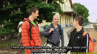 European Twinks Share Bareback Threesome on Camera