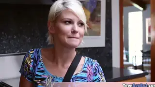 Petite Blonde Stepsister Delivers Sloppy Blowjob to Stepbrother