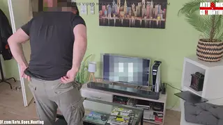 European Handyman Catches Twink Masturbating and Claims His First Blowjob
