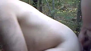 European Guy Strokes Himself While Getting Sucked Outdoors