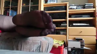 Sporty Guy Shows Off Feet in Black Tights Solo