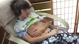 Curly-Haired Twink Strokes Long Cock to Hard Release