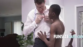 Mature DILF Doctor Barebacks a Slim Ebony Twink on a House Call