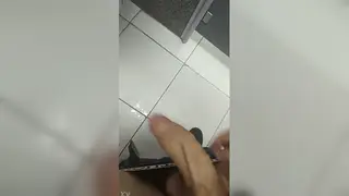 Chubby European Bear Jerks Off in Bathroom