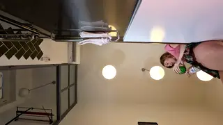 Blonde Teen Wife Flashes Pussy and Ass in Kitchen Solo