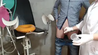 Voluptuous MILF Drains Cock in Hospital Handjob