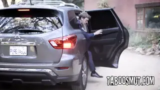 Brunette Hitchhiker Joins Married Pair for Femdom Threesome in Car