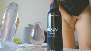 Voluptuous European Brunette Takes Large Toy Deep Anally