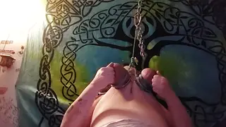 Pregnant BBW Endures Bondage and Breast Torment
