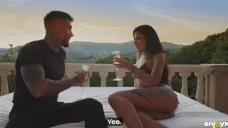 Tattooed Latina Rides Outdoors Until a Sunset Creampie