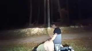 Latina BBW MILF Swallows Outdoors with Her Man