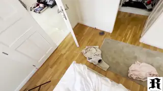 Brunette in Lingerie Surprises Her Lover with a Rough Blowjob