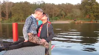 Amateur Couple Share Passionate Kisses Outdoors
