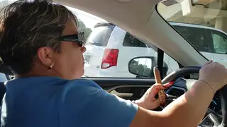 Voluptuous Wife Teases Driver During Car Ride