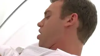 Solo Guy Stroking Slowly on a Leather Chair