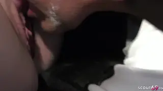 Busty European MILF Takes Three Older Men in Car Gangbang