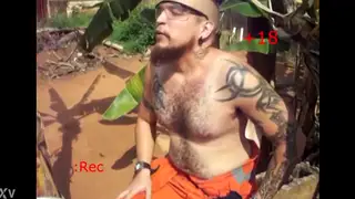 Hairy Latino Bear Fists Himself on Webcam