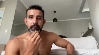 Hairy Latino Bear Flexes and Teases on Live Cam