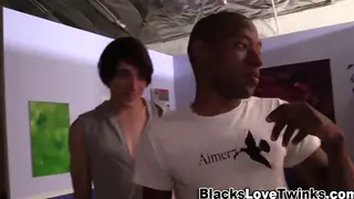 Ebony Twink Takes Interracial Facial After Handjob