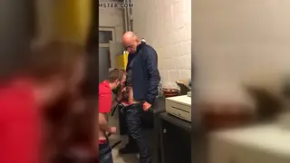 Muscular Bear Services Married Daddy at Office Desk