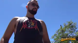 Hairy Bear Rims Tattooed Partner Before Bareback Sex
