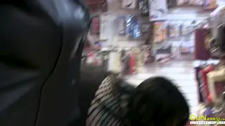 Mature European BBW Lesbians Play With Toys in Shop
