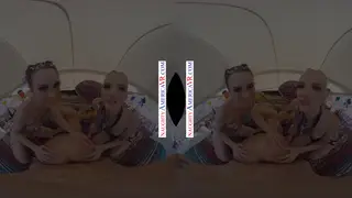 Petite Curvy Women Share a VR Blowjob Outdoors