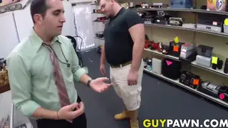 Pawnbroker Shares His Customer in a Rough Office Threesome