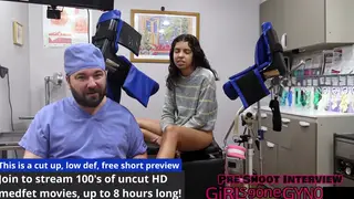 Petite Patient Submits to Doctor's Rough Throat Exam