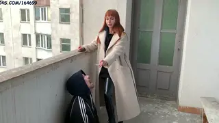 Teen Femdom Uses Sub as Human Ashtray Outdoors