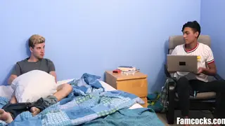 Stepdad Joins Stepbrothers for Bareback Spanking Session