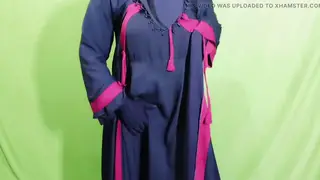 Indian Wife in Hijab Kneels for Blowjob in Kitchen