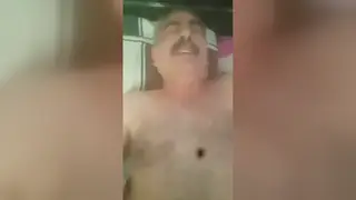 Hairy Bear Stepdad Strokes on Webcam